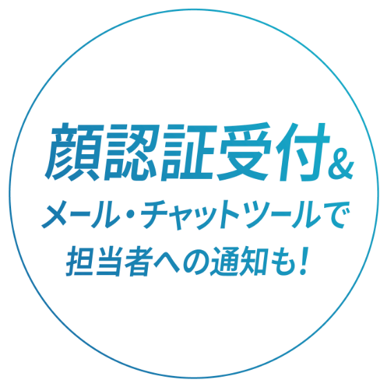 顔認証受付＆メール・チャットツールで担当者への通知も！